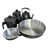 Conjunto Kit Café Chaleira bule forma frigideira leiteira