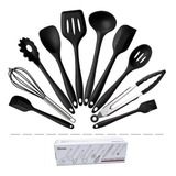 Conjunto Kit De Utensílios De Cozinha 10 Peças Silicone Inox