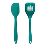 Conjunto Kit De Utensílios De Cozinha Silicone Oikos 2 Pçs Cor Verde