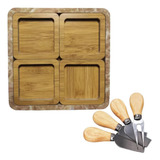 Conjunto Kit Petisqueira Madeira 4 Facas De Queijo