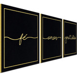Conjunto Kit Quadros Decorativos Gratidão Branco Sala Quart