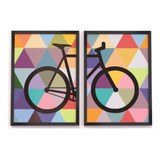 Conjunto Kit Quadros Poster Bike Colorida