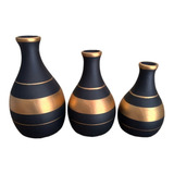 Conjunto Kit Trio Vasos Ceramica Enfeite