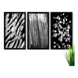 Conjunto Kits Quadros Decorativos Sala Abstrato Preto Branco
