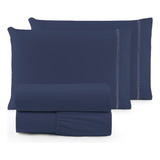 Conjunto Lençol Queen 4 Peças 400 Fios Ponto Palito Cama Box