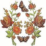 Conjunto Lindas Rosas Marrons Buquê Flores Remendos Adorável Borboleta Bordado Ferro Sobre Costurar Remendo Suprimentos De Costura Jaqueta Jeans Roupas Chapéus Decoração Adesivos Bordados