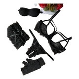 Conjunto Lingerie Charmoso Com Cinta Ligas E Calcinha