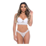 Conjunto Lingerie Rendado Kit 3 Peças Calcinha Sutiã Sensual
