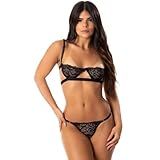 Conjunto Lingerie Sem Bojo De Renda Gringa Luxo Meia Taça Sexy Linha Sensual -Preto- M-