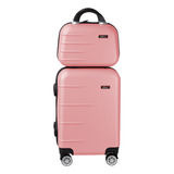Conjunto Mala De Bordo C Rodas 360 E Frasqueira Para Viagens Silent Ipanema Rosa Candy