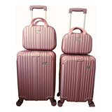 Conjunto Mala De Viagem P pp Frasqueira Roda360 Rígida Prom