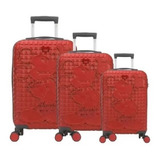 Conjunto Mala De Viagem Rodas 360 Rígida Mickey 3 Peças Abs