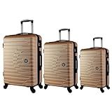 Conjunto Malas De Viagem 3 Peças Rígida Resistente ABS Champagne 