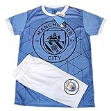 Conjunto Manchester City Símbolo Camisa Bermuda Infantil Tamanho 14 Cor Azul Branco