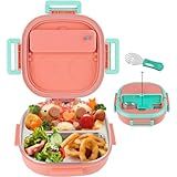 Conjunto Marmita De Aço Inoxidável 3 Compartimentos Com Garfo Para Lancheira Trabalho E Escola à Prova De Fugas E Destacáveis Rosa 3 Grelhas
