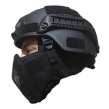 Conjunto Mascara E Capacete Airsoft Tatico Proteção Orelha