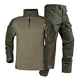 Conjunto Masculino De Camiseta E Calça De Combate Tático Camuflado Airsoft Uniforme Militar Roupas De Caça Verde 4