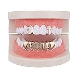 Conjunto Masculino De Grelha Teeh Grillz Banhado A Ouro 18K Com 2 Peças Metal