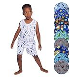 Conjunto Masculino Pijama Regata Estampado Com Shorts Bebê Ao Infantil De 1 A 14 Anos Para Noites Quentes Do Verão Cor E
