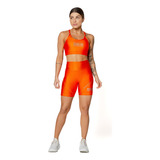 Conjunto Massam Fitness Performance Laranja Top Com Bermuda