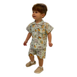 Conjunto Mauricinho Camisa E Bermuda Infantil Menino