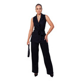 Conjunto Max Colete Em Linho Misto Calça Pantalona Social