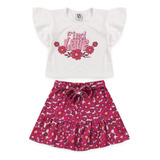 Conjunto Menina Infantil Blusa E Saia Rosa Verão
