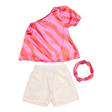 Conjunto Menina Short Blusa E Faixa Cabelo Groovy Retrô