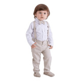 Conjunto Menino Social Roupa Bebê Batizado Pajem Tecido Luxo