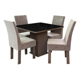 Conjunto Mesa 4 Cadeiras Talismã New Ônix Madeira Eucalipto Cor Tabaco preto