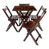 Conjunto Mesa 70x70 C 4 Cadeiras Madeira Selecionada Tratada
