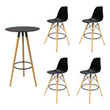 Conjunto Mesa Alta Bistro 4 Banquetas Altas Charles Eiffel