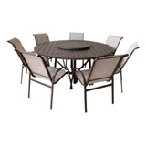 Conjunto Mesa Alumínio 1 80cm Com 07 Cadeiras Tela Sling