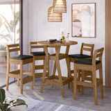 Conjunto Mesa Bistrô Com 4 Banquetas Cedro Gold 11c