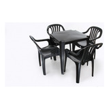 Conjunto Mesa Com 4 Poltronas De Plástico Preto