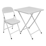 Conjunto Mesa Com C 1 Cadeira Dobrável De Bar Antiferrugem