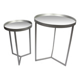 Conjunto Mesa De Apoio E Lateral Espelhada Prata D rossi
