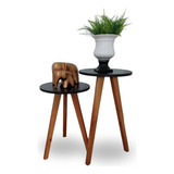 Conjunto Mesa De Canto E Apoio Lateral Eiffel Preta 2un