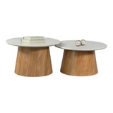 Conjunto Mesa De Centro Cone Base Laminada Tampo Laqueado