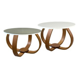 Conjunto Mesa De Centro E Lateral Cebola Composê Espelhada