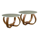 Conjunto Mesa De Centro E Lateral Espelhada Base Cebola