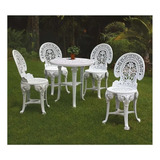 Conjunto Mesa De Plástico Redonda 4 Cadeiras Colonial