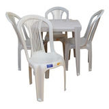 Conjunto Mesa E 4 Cadeiras Bistro Antares Branco Kit 03 Jogo