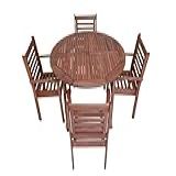 Conjunto Mesa E 4 Cadeiras Munik Em Madeira Com Furo Para Ombrelone