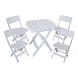 Conjunto Mesa E 4 Cadeiras Ripada Antares Branco Kit 03 Jogo