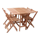 Conjunto Mesa E Cadeiras Madeira Dobrável Prático Veneza