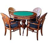 Conjunto Mesa E Poltrona De Jogos Carteado 4 Lugares J Bonomo E Teseu Redonda Tampo Reversível Com Gavetas E Porta Copos Imbuia Gran Belo