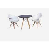 Conjunto Mesa Eiffel Preta 80cm 2 Cadeiras Daw Com Braços Cor Branca