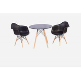 Conjunto Mesa Eiffel Preta 80cm 2 Cadeiras Daw Com Braços