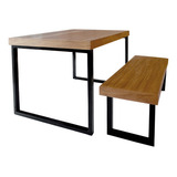 Conjunto Mesa Industrial Bernardo Ferragem Preta 1 Banco